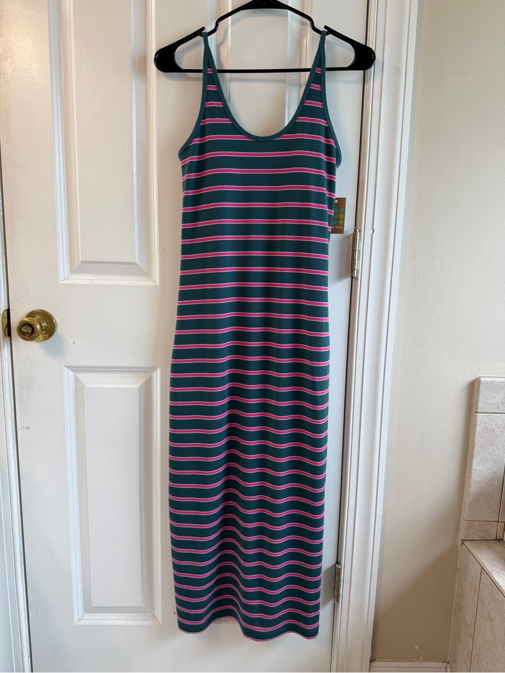 Title Nine Teal and Pink Striped Maxi Dress NWT